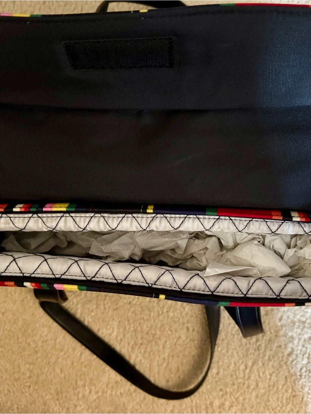 Merona Multi-Stripe Laptop Tote with Black Trim